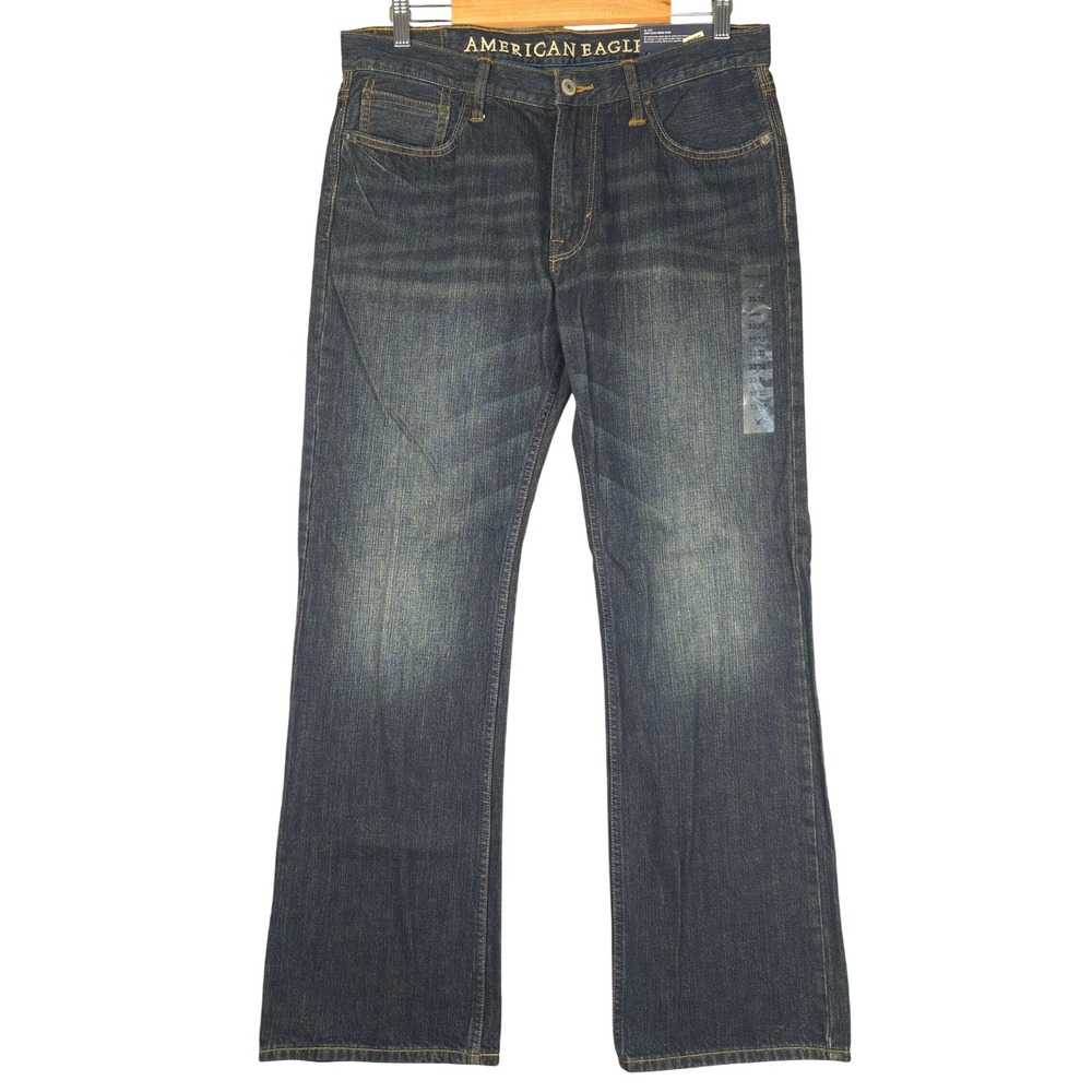 American Eagle Mens Original Boot Cut Jeans 33x32 Dark Clean Indigo Wash NWT